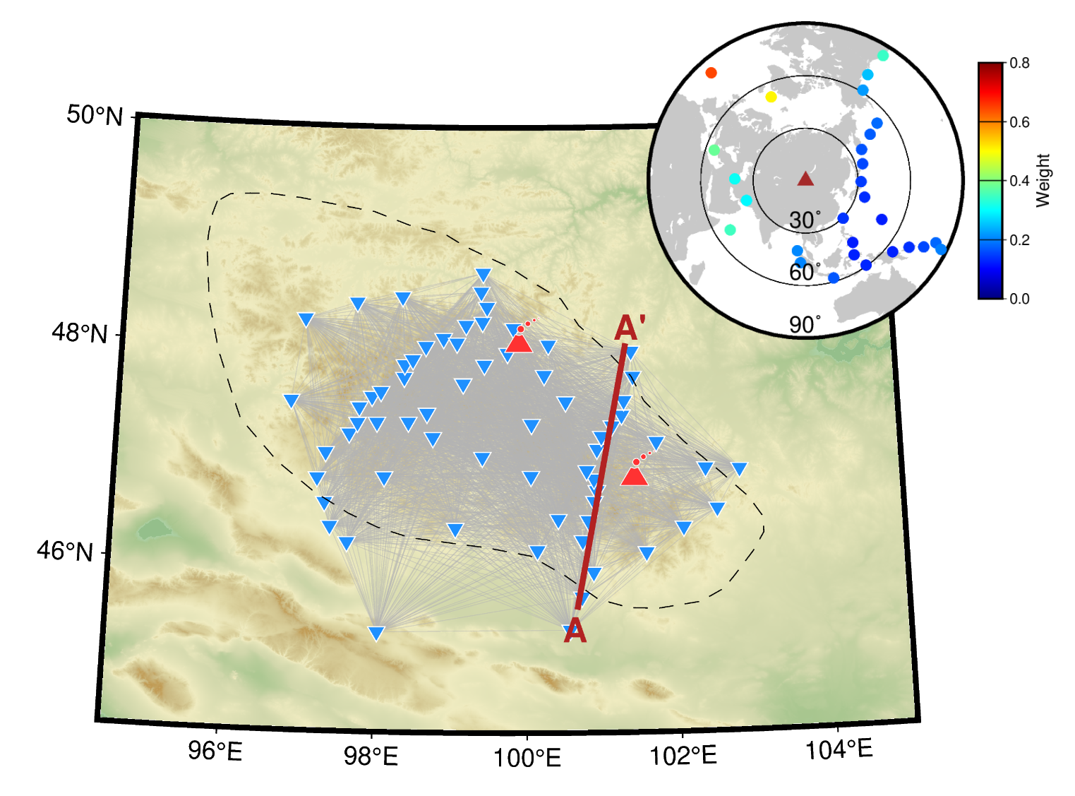 Figure 1: Tectonic setting of the Hangay Dome
